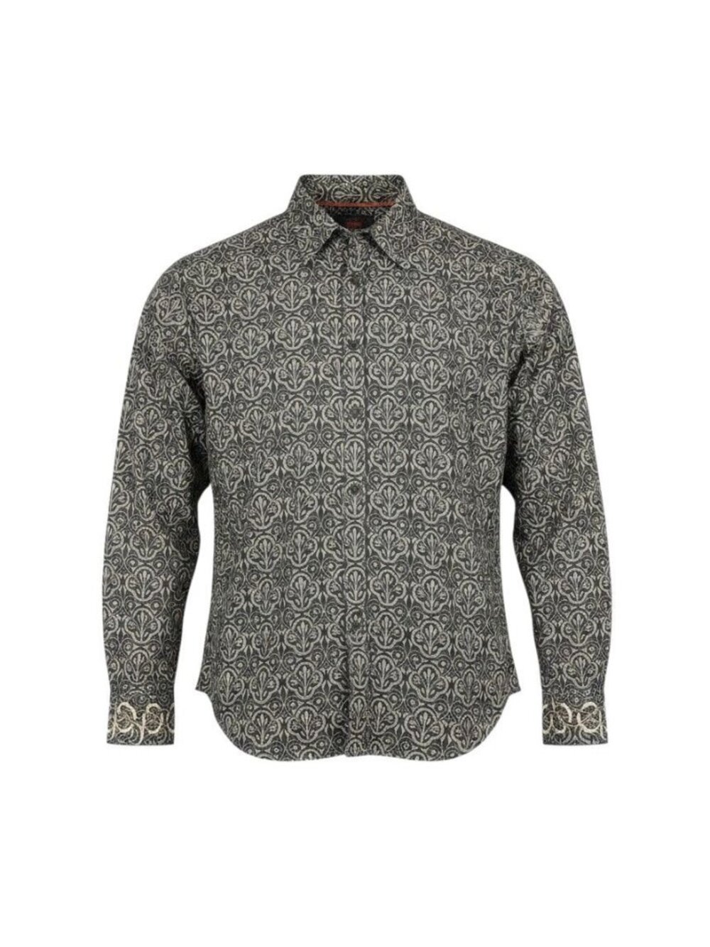 Contigo Mens Black & White Ornate Print Button-Up Long Sleeve Shirt XL